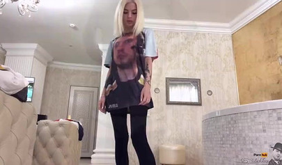 Seductive blonde hottie Freya Stein getting slammed while standing up