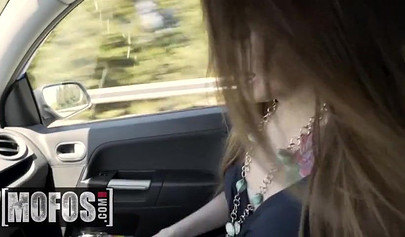 Beautiful hooker Elle Rose gives blowjob and gets rammed in the car