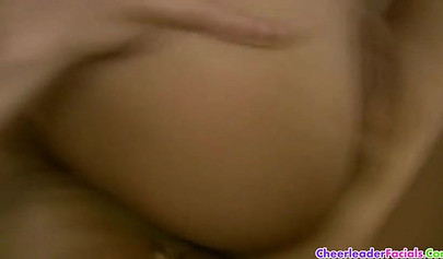 Skinny brunette cheerleader Tiny Tyler loves hardcore anal action