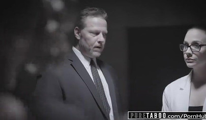 Brunette babe Jaye Summers can't say not to her stepdad's boner