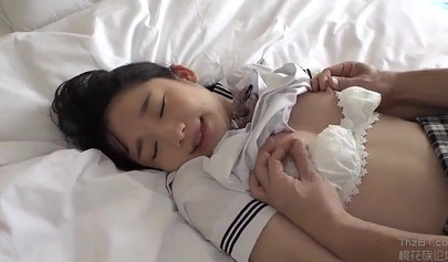 Japanese schoolgirl gets fucked hard by her lover in a hotel room
