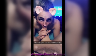 Amateur girlfriend sucking and riding boyfriend's cock on snapchat