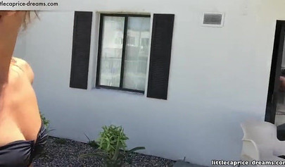 Beautiful brunette Little Caprice making amateur POV porn on vacation