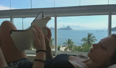 Sexy blonde with big tits give blowjob and titjob to her lover