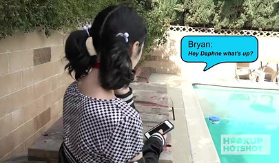 Slutty brunette with small tits gets throat and pussy fucked by big dick