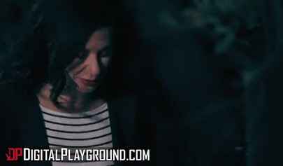 Horny babes Abella Danger and Joanna Angel make an outdoor threesome