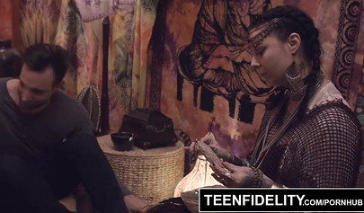 Busty Karlee Grey gets nailed in a threesome and takes facial