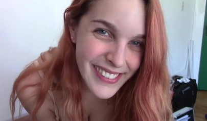 Spanish redhead slut Amarna Miller rubbing her pussy in solo action