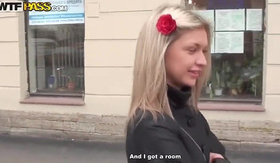 Hot blonde in stockings gets gangbanged and DPed by few guys