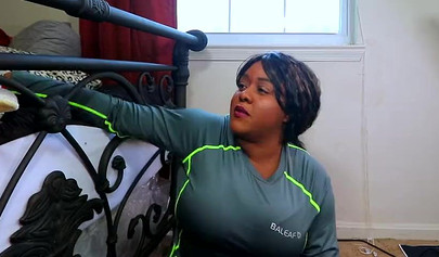 Chubby ebony stepmom Jade Jordan takes big black cock in doggystyle pose