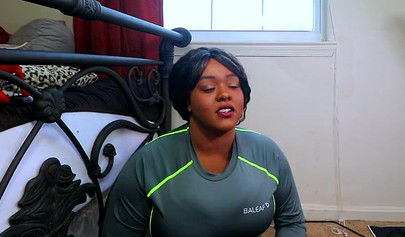 Chubby ebony stepmom Jade Jordan takes big black cock in doggystyle pose