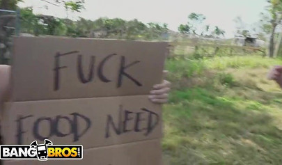 Busty brunette with big ass riding her boyfriend outdoors