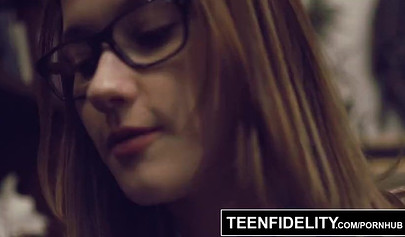 Naughty schoolgirl Alaina Dawson seduces her teacher and fucks him in his office