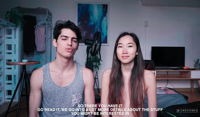 Asian girlfriend loves to fuck with her white boyfriend