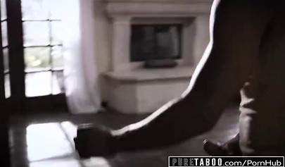 Skinny blonde teen Chloe Cherry takes big black cock and gets creampied