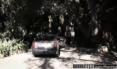 Skinny blonde teen Chloe Cherry takes big black cock and gets creampied