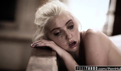 Skinny blonde teen Chloe Cherry takes big black cock and gets creampied