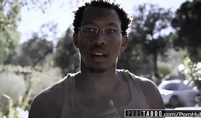 Skinny blonde teen Chloe Cherry takes big black cock and gets creampied