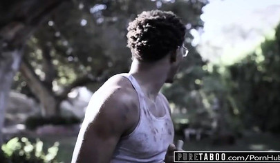 Skinny blonde teen Chloe Cherry takes big black cock and gets creampied