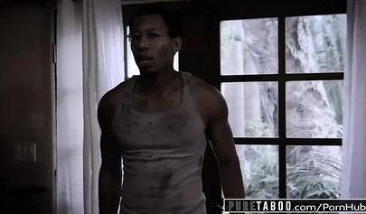 Skinny blonde teen Chloe Cherry takes big black cock and gets creampied