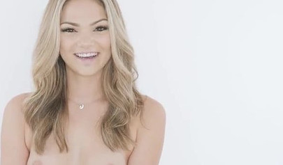 Adorable blonde teen Athena Faris clapping with her bubble butt over big cock