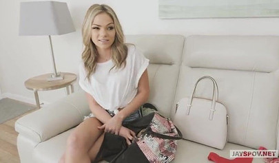 Adorable blonde teen Athena Faris clapping with her bubble butt over big cock