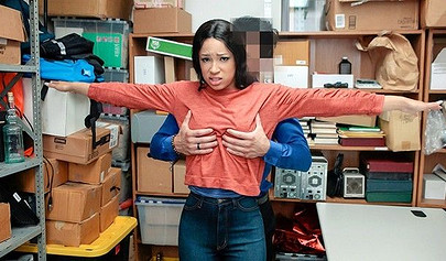 Sweet young ebony shoplifter gets fucked for being naughty