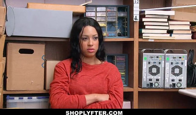 Sweet young ebony shoplifter gets fucked for being naughty