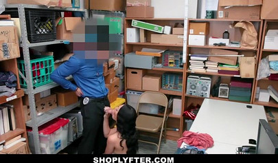 Sweet young ebony shoplifter gets fucked for being naughty