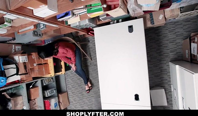 Sweet young ebony shoplifter gets fucked for being naughty