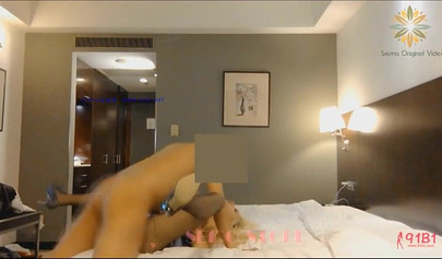 Busty blonde hooker fucking with her client in the hotel room