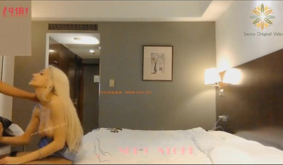 Busty blonde hooker fucking with her client in the hotel room
