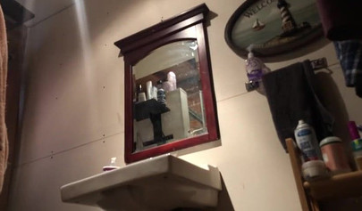 Voyeur cam caught gorgeous blonde babe nude in the bathroom