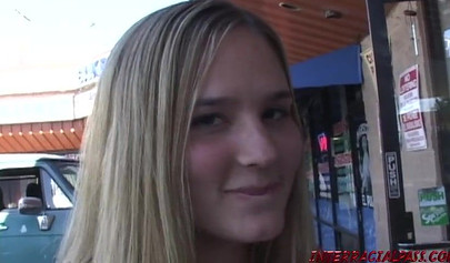 Black guy with giant dick picks up a cute blonde teen Lynn Pleasant