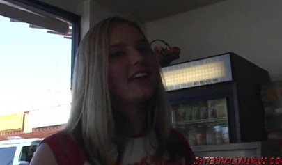 Black guy with giant dick picks up a cute blonde teen Lynn Pleasant