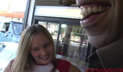 Black guy with giant dick picks up a cute blonde teen Lynn Pleasant