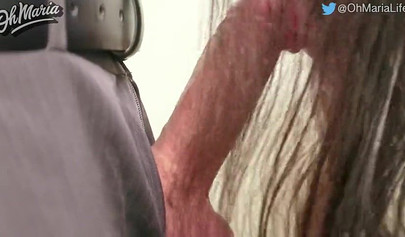 Amateur brunette blows stiff cock and takes big load in her mouth