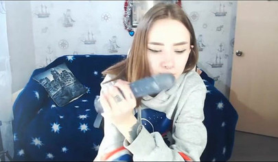 Beautiful Russian webcam model teasing and masturbating with dildo