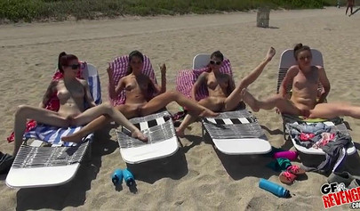 Kylie Rose and Taylor Reed pick up a guy on a beach and make a foursome