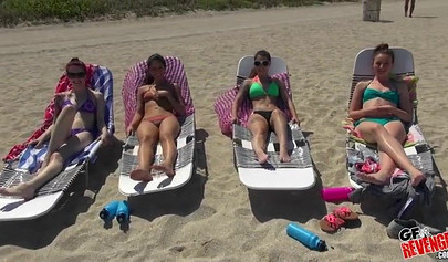 Kylie Rose and Taylor Reed pick up a guy on a beach and make a foursome