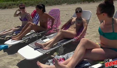 Kylie Rose and Taylor Reed pick up a guy on a beach and make a foursome