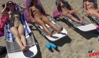 Kylie Rose and Taylor Reed pick up a guy on a beach and make a foursome