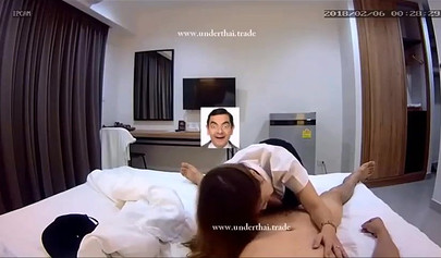 Asian college girl caught fucking with her professor in a hotel room