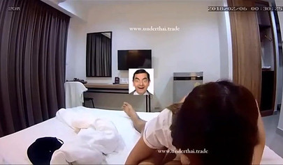 Asian college girl caught fucking with her professor in a hotel room