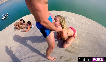 Hot girlfriends went wild on a yacht and made amazing orgy