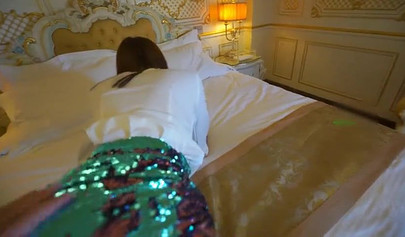 Asian model with big bubble butt and natural tits posing in lingerie