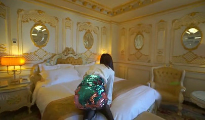 Asian model with big bubble butt and natural tits posing in lingerie