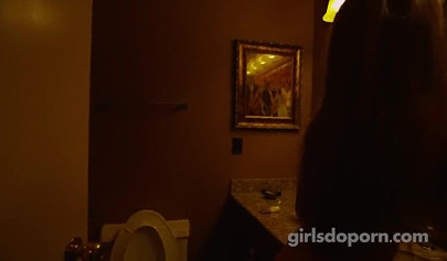 Busty blonde teen takes cum in her mouth on a porn casting