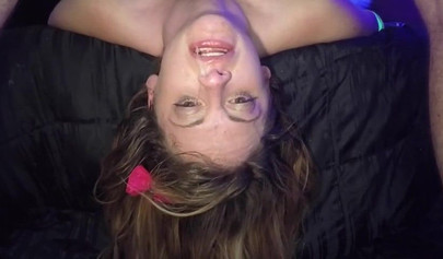 Girl with perfect big tits gets throat fucked by big dick