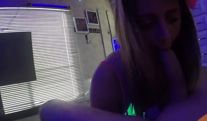 Girl with perfect big tits gets throat fucked by big dick